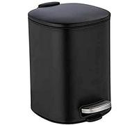 Wenko Cubo de pedal 5 l. Alassio, negro, acero, 24,5 x 20,5 x 27 cm