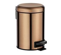 WENKO Cubo de pedal de acero inoxidable Leman metálico cobre 3 l - Cubo de cosmética, cubo de basura con recubrimiento anti-huellas dactilares Capacidad: 3 l, Acero inoxidable, 17 x 25 x 22.5 cm, Cobre