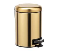 WENKO Cubo de pedal Leman oro mate 3 l - Cubo de cosmética, cubo de basura con recubrimiento anti-huellas dactilares Capacidad: 3 l, Acero inoxidable, 17 x 25 x 22.5 cm, Oro