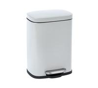 WENKO Cubo de pedal para cosmética Leno, Easy Close blanco 5 ltr. - Cubo de basura con dispositivo automático de descenso Capacidad: 5 l, Acero, 21.5 x 29.5 x 19 cm, Blanco