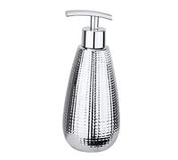 Wenko Dakar Dosificador Jabón 0.37 L, Cerámica, Plateado, 8x8x19 cm