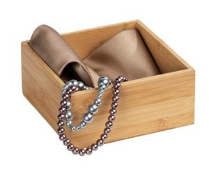 WENKO Depósito de bambú Terra M - repisa para el baño Capacidad: 1.15 l, Bambú, 15 x 7 x 15 cm, natural