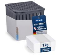 WENKO Deshumidificador Mod Cube, 1000 g, para habitaciones de hasta 80 m³, previene moho y malos olores, sin electricidad, silencioso, recargable, gris