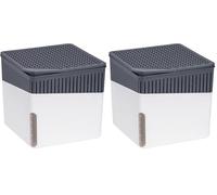 WENKO Deshumidificador Mod Cube, 1000 g, para habitaciones de hasta 80 m³, previene moho y malos olores, sin electricidad, silencioso, recargable, blanco (Paquete de 2)