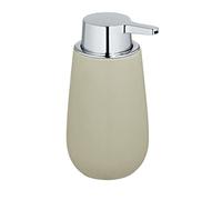 WENKO Dispensador de jabón Badi beige cerámica - Dispensador de jabón líquido, dispensador de detergente Capacidad: 0.32 l, Cerámica, 9.5 x 16 x 8 cm, Beige