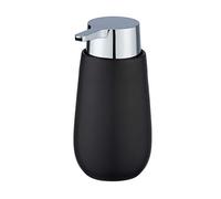 WENKO Dispensador de jabón Badi negro cerámica - Dispensador de jabón líquido Capacidad: 0.32 l, Cerámica, 9.5 x 16 x 8 cm, Negro