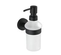WENKO Dispensador de jabón Bosio Black mate acero inoxidable - Dispensador de jabón líquido, dispensador de detergente Capacidad: 0.2 l, Acero inoxidable, 7 x 18 x 11 cm, Mate