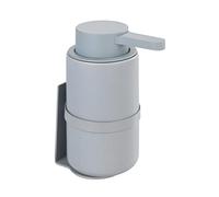 WENKO Dispensador de jabón de Pared Woya de cerámica Recargable, para hasta 250 ml de jabón líquido, detergente o desinfectante, fijación turboloc, sin taladrar, 6,8 x 13 cm, Color Gris