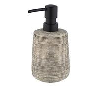 WENKO Dispensador de jabón «Fedio», dosificador de jabón recargable para jabón líquido y loción, de cerámica de alta calidad con una inconfundible óptica de relieve en dorado, pintado a mano, Ø 8,5 x 17 cm, capacidad de llenado 400 ml