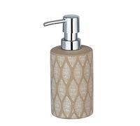 WENKO Dispensador de jabón Tupian beige cerámica - Dispensador de jabón líquido Capacidad: 0.3 l, Cerámica, 8.5 x 17 x 7 cm, Beige