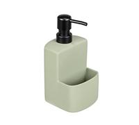 WENKO Dispensador de lavavajillas Festival Siena, dosificador para la cocina, cerámica de calidad con superficie suave, compartimento para estropajo, capacidad 380 ml, 10 x 18 x 10 cm, rojo