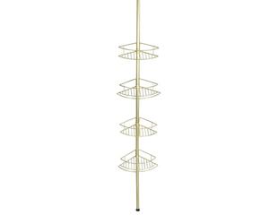 WENKO Dolcedo Gold - Estantería esquinera telescópica con 4 estantes para champú, gel de ducha y otros (31 x 65-275 x 23 cm)