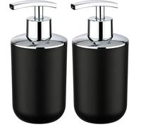 Wenko Dosificador jabón Brasil Nero - a Prueba de Rotura Capacidad: 0.32 l, Plástico (TPE), 7.3 x 16.5 x 9 cm, Negro (Paquete de 2)