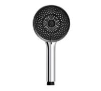 WENKO Ducha Mod, Softwater alcachofa cromada de mano multifuncional antical con 3 funciones y conexión universal Ø 12 cm plástico cromo negro