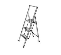 WENKO Escalera Plegable en diseño de Aluminio 2 peldaños - 3 marches, Aluminio, 44 x 127 x 5.5 cm, Plata Mate