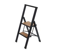 WENKO Escalera plegable en diseño de aluminio 2 peldaños negro - Escalera doméstica antideslizante, escalera de tijera de seguridad, Aluminio recubierto, 44 x 101 x 5.5 cm, Negro