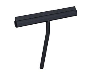 WENKO Escobilla de baño y Ducha Mod, Agana con Soporte magnético para Pared Silicona Negra y Acero Inoxidable Limpieza sin Rayas 25 x 4 x 22 cm