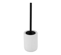 WENKO Escobilla WC cerámica resistente con superficie Soft-Touch estriada | cabezal de cepillo higiénico intercambiable, blanco mate, Ø 11,5 x 42 cm, Mod Belluno