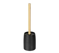 WENKO Escobillero Mod, Altavalle Elegante escobillero de baño Independiente con Mango de bambú poliresina Ø 10.5 cm H 38.5 cm Negro Natural