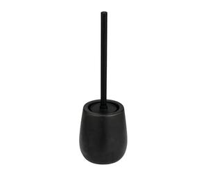 WENKO Escobillero Nerno Negro, Soporte Cerrado de cerámica y Acero Inoxidable, 10,5 x 39,5 x 10,5 cm, Color Negro