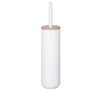 WENKO Escobillero Posa blanco - Escobillero para el inodoro, forma cerrada, plástico, 7.5 x 37 x 7.5 cm, Blanco