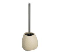 WENKO Escobillero WC Pion beige cerámica - Escobillero para el inodoro con cerdas de silicona, Cerámica, 12.5 x 38.5 x 12 cm, Beige
