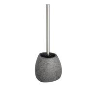 WENKO Escobillero WC Pion gris cerámica - Escobillero para el inodoro con cerdas de silicona, Cerámica, 12.5 x 38.5 x 12 cm, Gris