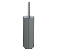 WENKO Escobillero WC Posa gris/cromo - Escobillero para el inodoro, forma cerrada, plástico, 7.5 x 37 x 7.5 cm, Gris