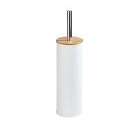 WENKO Escobillero WC Tortona blanco - Escobillero para el inodoro, forma cerrada, Metal, 9.5 x 38.5 x 9.5 cm, Blanco