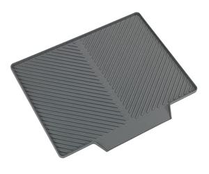WENKO Escurreplatos Nelia, estera de goma con estructura acanalada e inclinada para un óptimo drenaje del agua, extensión lateral para el fregadero, plástico de calidad, 34 x 3 x 40 cm, gris