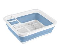 WENKO Escurreplatos plegable azul/blanco Escurridor para vajilla, soporte de escurrimiento para vajilla y cubertería Blanco