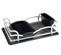 WENKO Escurridor de vajilla «Alu», soporte de escurrimiento para vajilla, adecuado para colocar junto al fregadero, de aluminio inoxidable y plástico, 46,5 x 13 x 31,5 cm, en color plateado mate / negro