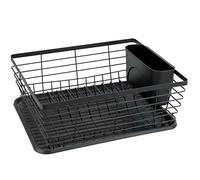 WENKO Escurridor de vajilla «Drip», Soporte de escurrimiento para vajilla, Ideal para Colocar Junto al Fregadero, de Metal con Recubrimiento de Polvo y plástico, 36 x 15 x 30,3 cm, en Color Negro