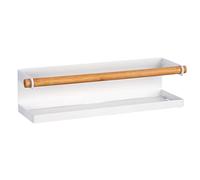 WENKO Especiero Magna, estante magnético de metal con detalle de bambú para almacenar y exponer tarros de especias, fijación sin necesidad de taladrar con imán o cinta adhesiva, 32 x 8 x 8 cm, blanco