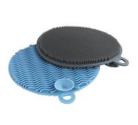 WENKO Esponja de limpieza de silicona suave, juego de 2 unidades, esponjas para vajilla que no provocan rayaduras, esponja higiénica apta para el lavavajillas con Ø 12 x 1,2 cm cada una, en gris/azul