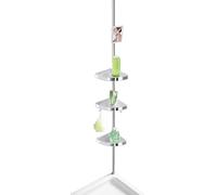 WENKO Esquinero telescópico para la ducha Premium brillante - 3 repisas, Aluminio, 27.5 x 70-260 x 20 cm, Brillante