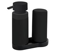 Wenko Estación de Lavado Easy Squeez-e, Combinación de Dispensador de Detergente y Jabón Recargables, Capacidad de Aproximadamente 250 ml por Dispensador, Dimensiones 15 x 18 x 7 cm, Negro