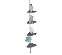 Wenko Estante de ducha telescópico Easy Silver, 4 estantes, 8 ganchos, aluminio, 26 x 78-265 x 19,5 cm, plateado