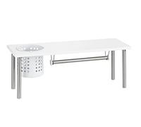 Wenko Estante multifunción con portarrollos, blanco, Madera de ingeniería, 55 x 21 x 18 cm