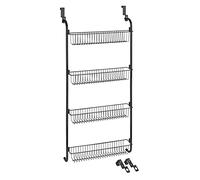 WENKO Estantería de armario, estantería colgante con 4 compartimentos grandes para utensilios, para cocina o baño, para colgar en la puerta, 50 x 109 x 14 cm, metal con recubrimiento de polvo