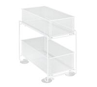WENKO Estantería Gioma, de calidad con 2 estantes y cesta extraíble para mobiliario de cocina o encimeras, cajonera de cocina de metal con recubrimiento de polvo, 35 x 33,5 x 18,5 cm, blanca