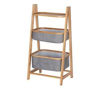 WENKO Estantería Nori con 2 estantes de bambú, cestas 100% poliéster, 44 x 91 x 34 cm, Color marrón/Gris