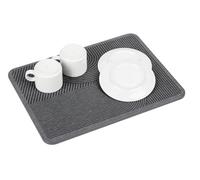WENKO Esterilla escurridora Mod, Damon secado rápido diatomita absorbente de agua con patas de silicona y papel de lija 40x30 cm gris para cocina