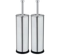 Wenko Exclusiv Escobillero WC, Acero Inoxidable, Plata Brillante, 10x10x40 cm (Paquete de 2)
