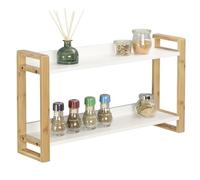 WENKO Finja - Estantería de Pared Moderna en Scandi Chic, Estante versátil para Accesorios, Libros, de bambú Combinado con Tablero DM, 62,5 x 35 x 15 cm, Color Blanco y Natural