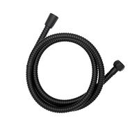 WENKO Flexo de ducha de acero inoxidable 150 cm, manguera revestida de acero inoxidable, conexión estándar 1/2", práctica protección antitorsión, apta para agua potable, negro