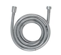 WENKO Flexo para ducha acero inoxidable 150 cm - manguera de ducha con protección contra torsión y aprobación para agua potable, Acero inoxidable, 150 cm, Plata