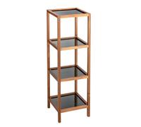 WENKO Fondi - Estantería para baño y salón (Madera de Acacia Maciza, 4 estantes, 36 x 112 x 36 cm), Color Negro