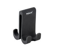 WENKO Gancho de ducha doble Verna Duo, gancho de silicona para cabinas de ducha con un grosor de pared de hasta 10 mm, ofrece mucho espacio para colgar esponjas, toallas y accesorios de ducha, negro