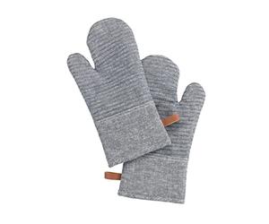 WENKO Guantes de horno Ada Stripes, 1 par de manoplas de horno con aplicaciones de silicona para un agarre seguro de bandejas y moldes de horno y ollas calientes, lazo para colgar, lavable, gris